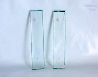 Glass Door Finger Plates PAIR of Clear French Antique Bevelled Edge Push Plates
