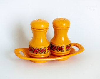 Naranja EMSA Salt & Pepper Shakers Plástico de Alemania Occidental 1970s Vintage Cruet Set