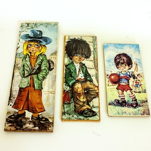 Three BIG Eye Child Prints Kitsch Wide Eye Kids 1960s/70s French Vintage