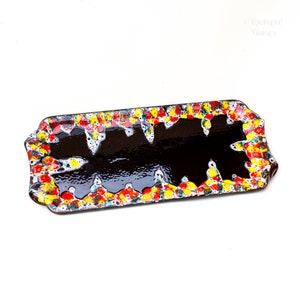 Black Rectangle Plate FRENCH Vintage 1960s/70s Art Pottery Vallauris/Poet Laval Ceramic Platter