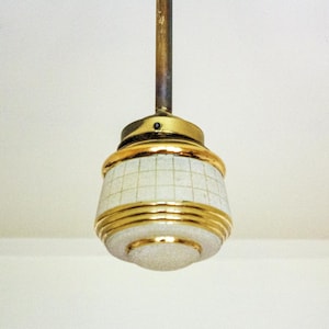 Downrod Light Fixture Original FRENCH Vintage Art Deco Ceiling Lantern