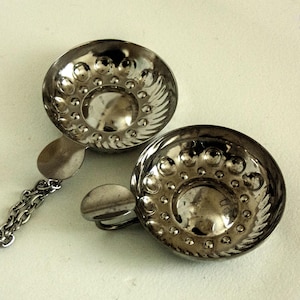 Pair of Tastevins French Vintage Metal Dimpled Wine Tasting Cups