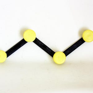 Zig Zag Coat Rack in Black Plastic with Yellow  Space Age Knobs FRENCH Vintage