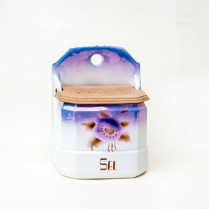Purple Iridescent SEL Ceramic Salt Box FRENCH Vintage 1930s/40s Czechoslovakian