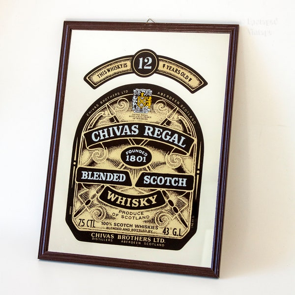 Advertising Mirror Chivas Regal Scotch Whisky 1970s/80s Vintage Home Bar