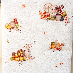 3 Meters of Kitchen Wallpaper FRENCH 1980s Vintage Orange Fruit Design by Lutèce