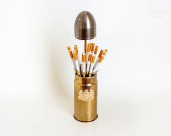 Brass Cigarette Dispenser Bullet Shaped French Vintage 1960s/70s Storage Pot
