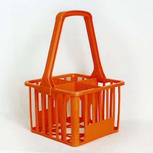 Orange Bottle Carrier FRENCH Vintage Plastic Bottle Holder Caddy