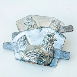 Chicken Chocolate Mould FRENCH Vintage Tin Plate Metal Kitchenalia by Matfer France