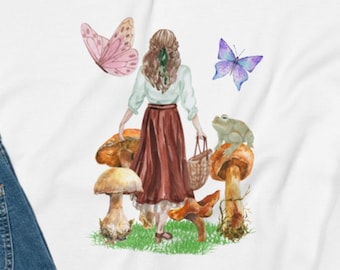 Sudadera con estampado de setas estilo cottagecore, regalo para amantes de la naturaleza.