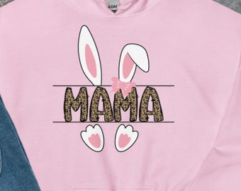 Easter MAMA Leopard Print Hoodie, Bunny Ears
