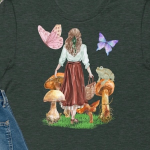 A Walk Through the Mushrooms TShirt, Cottagecore Shirt, Nature Lover, Mushroom Tee, Botanical Shirt