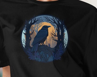 Scandinavian Goth Raven Shirt, Viking Inspired Bird Lover Gift