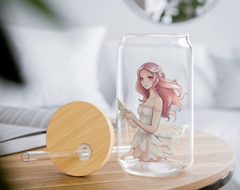 Anime Fairy Glass Tumbler – Fairycore Drinkware, 16oz