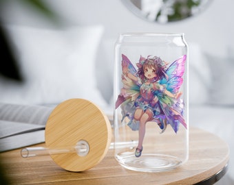 Anime Fairy Glass Tumbler – Magical Girl Shimmering Wings 16oz