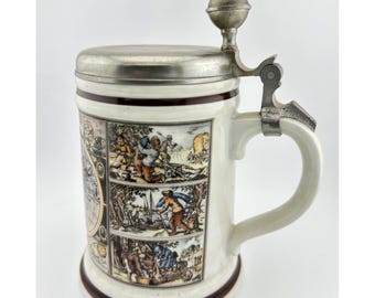 VTG Rastal Bavaria Germany Beer Stain Old World Map, Harvest Lidded Mug