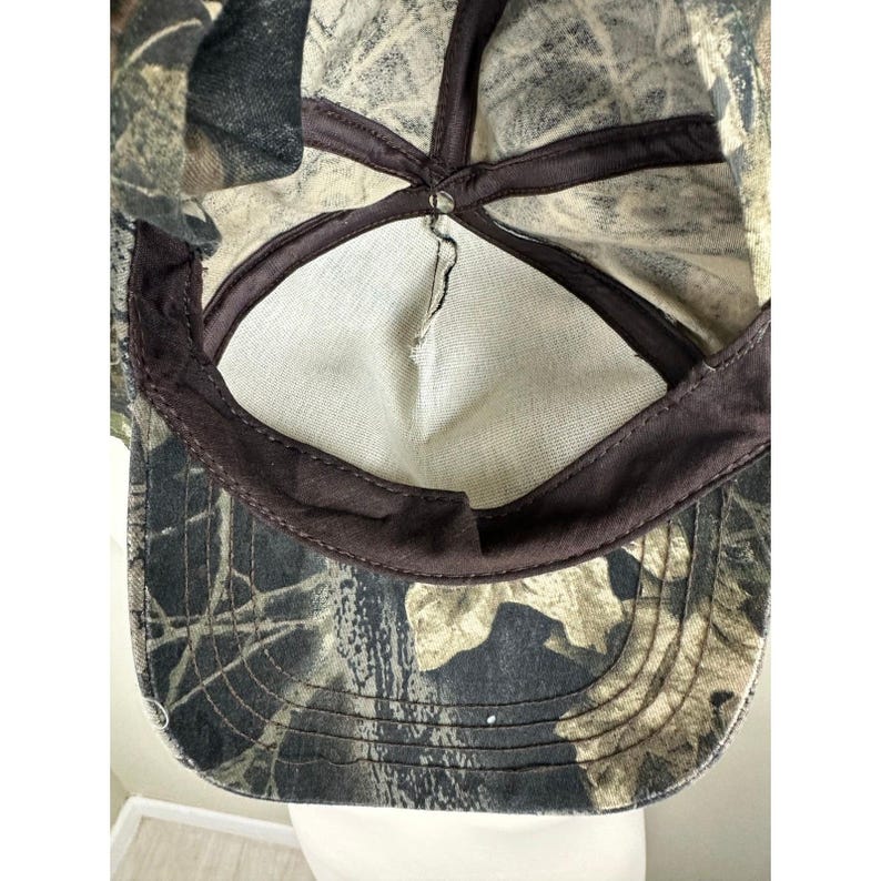 VTG 80s Mossy Oak Treestand Camo Hunting Hat Face Mask Snapback USA image 9