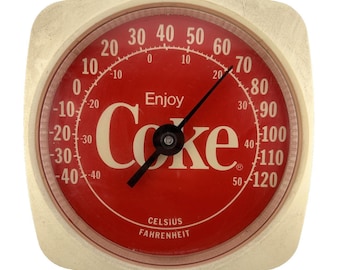 Vintage 1994 Enjoy Coke Thermometer 12" Jumbo Dial Red Coca-Cola Wall Sign