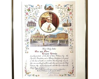 Vintage 1965 Pope Paul VI Seal Signed Inscribed Apostolic Papal Blessing