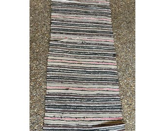 Vintage MCM Handmade Wool Rag Runner Rug New Made in USA 24.5x57 Multicolor