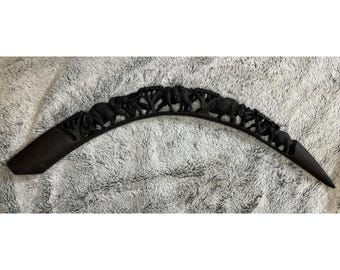 African Wooden Elephant Bridge Hand Carved Wildlife Sculpture