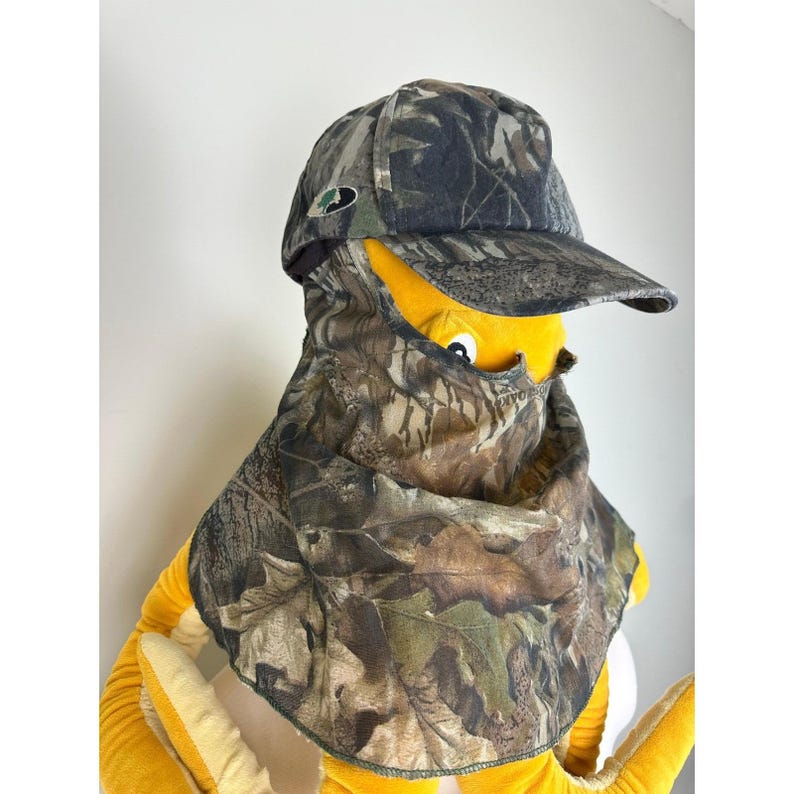 VTG 80s Mossy Oak Treestand Camo Hunting Hat Face Mask Snapback USA image 4