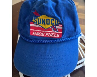 Vtg 90s Snapback Trucker Cap Sunoco Race Fuels Hat NASCAR Wool Olympics Hanes