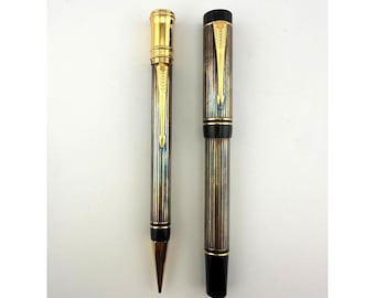 RARE 1991 Parker Duofold Centennial Sterling Silver Godron Pen and Pencil Set