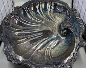 Poole Silver Plate Old English Shell Centerpiece Bowl EPC Nautilus 5013