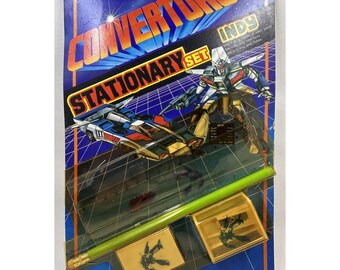 RARE Vintage 1984 Convertors Stationary Set INDY Select Robot Blister NOS