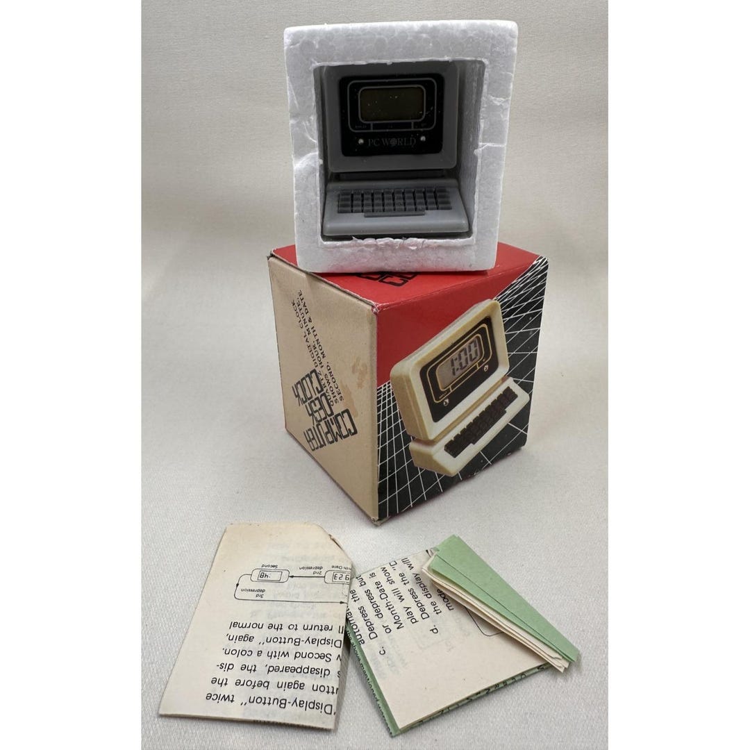 Vintage 80s PC WORLD Computer Alarm Clock W/ Box Taiwan Retro - Etsy