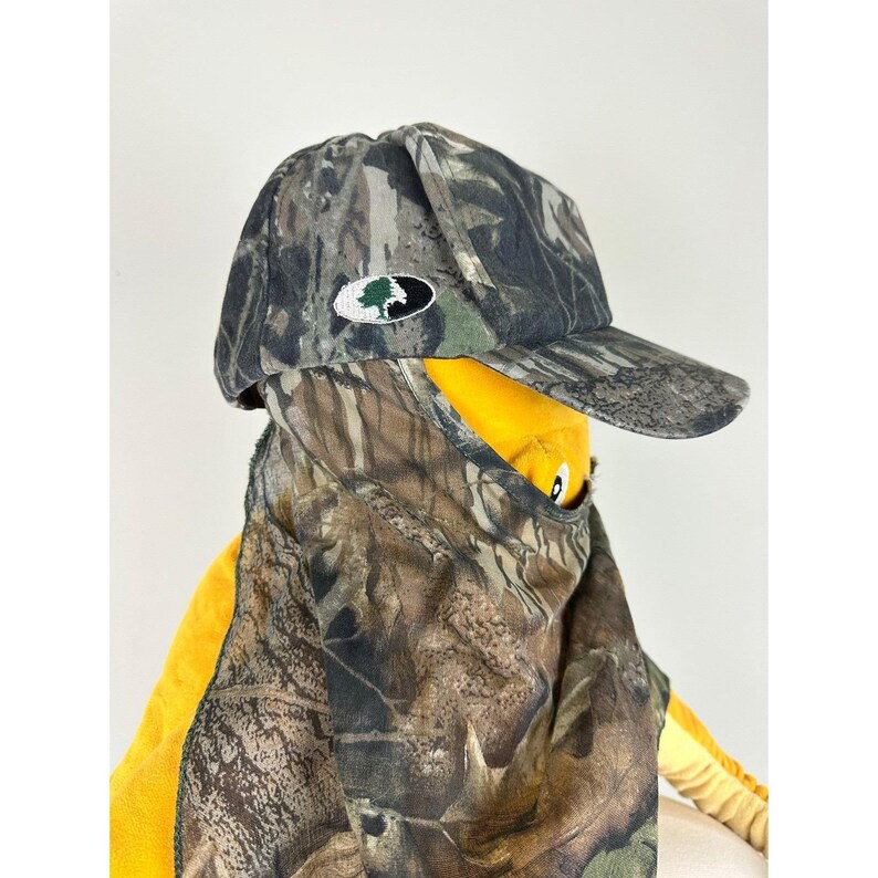 VTG 80s Mossy Oak Treestand Camo Hunting Hat Face Mask Snapback USA image 6