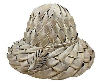 Vintage Asian Style Oriental Woven Straw Large Weave Dome Sun Hat