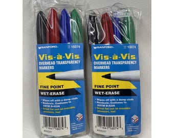 Vintage 1994 Sanford Vis-à-Vis 16074 Wet Erase Fine Point 4-Color NOS Lot 2 USA