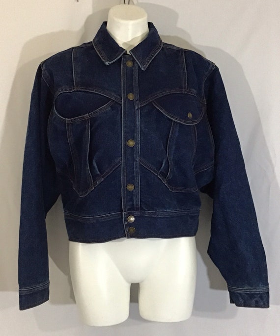 cropped batwing denim jacket