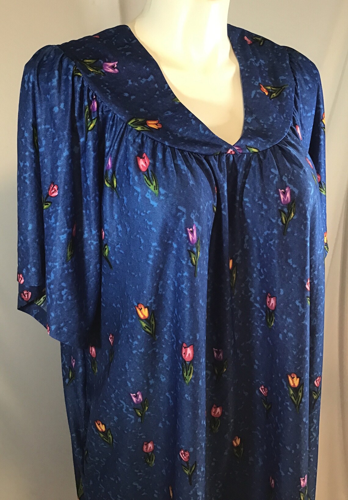 Sawyer Creek Studio Moomoo Gown House Dress Blue Floral Print Etsy