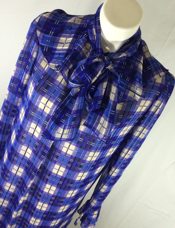 Hanae Mori 80's Vintage Ladies Sheath Dress Blue … - image 1