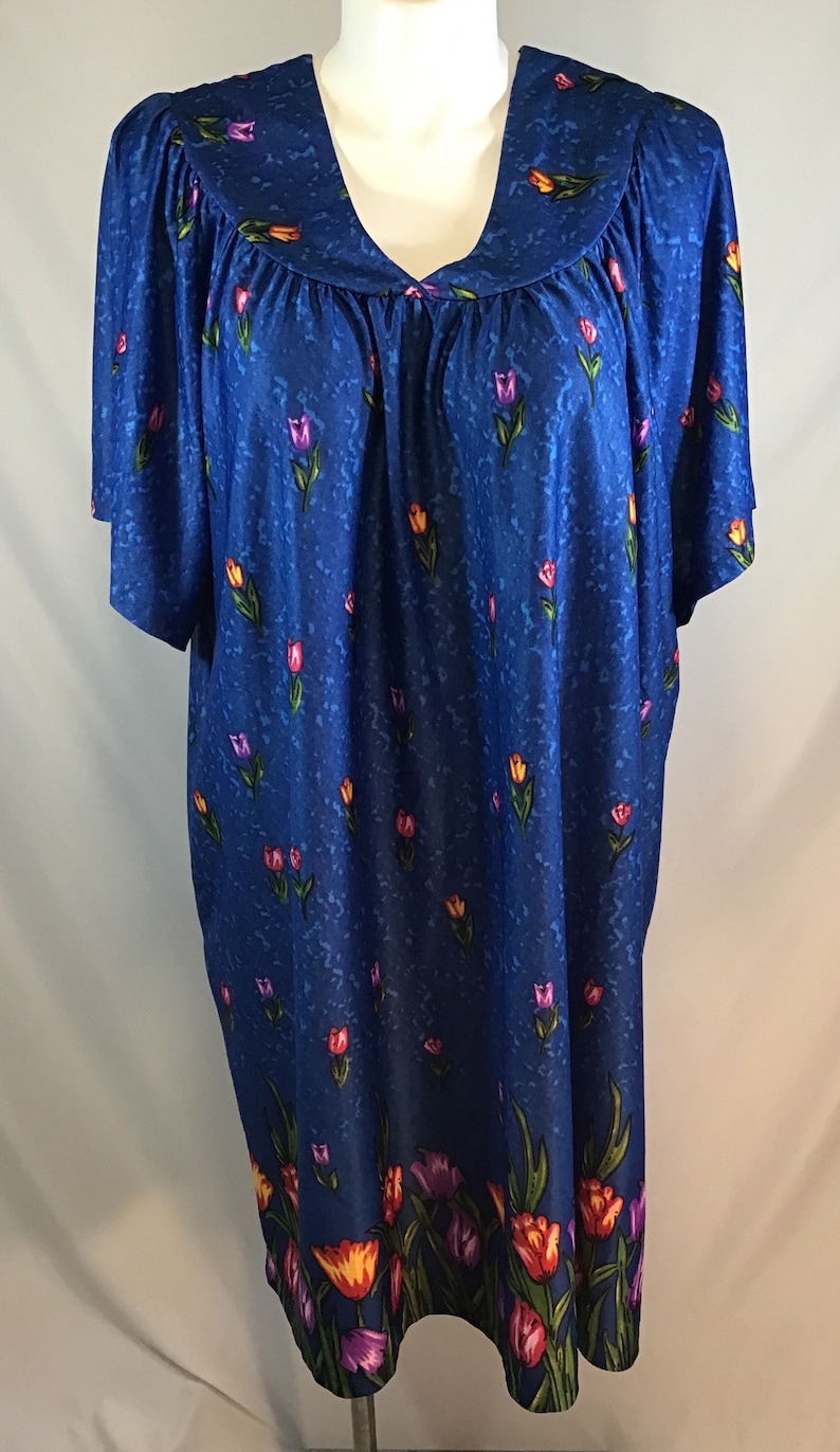 Sawyer Creek Studio Moomoo Gown House Dress Blue Floral Print Etsy