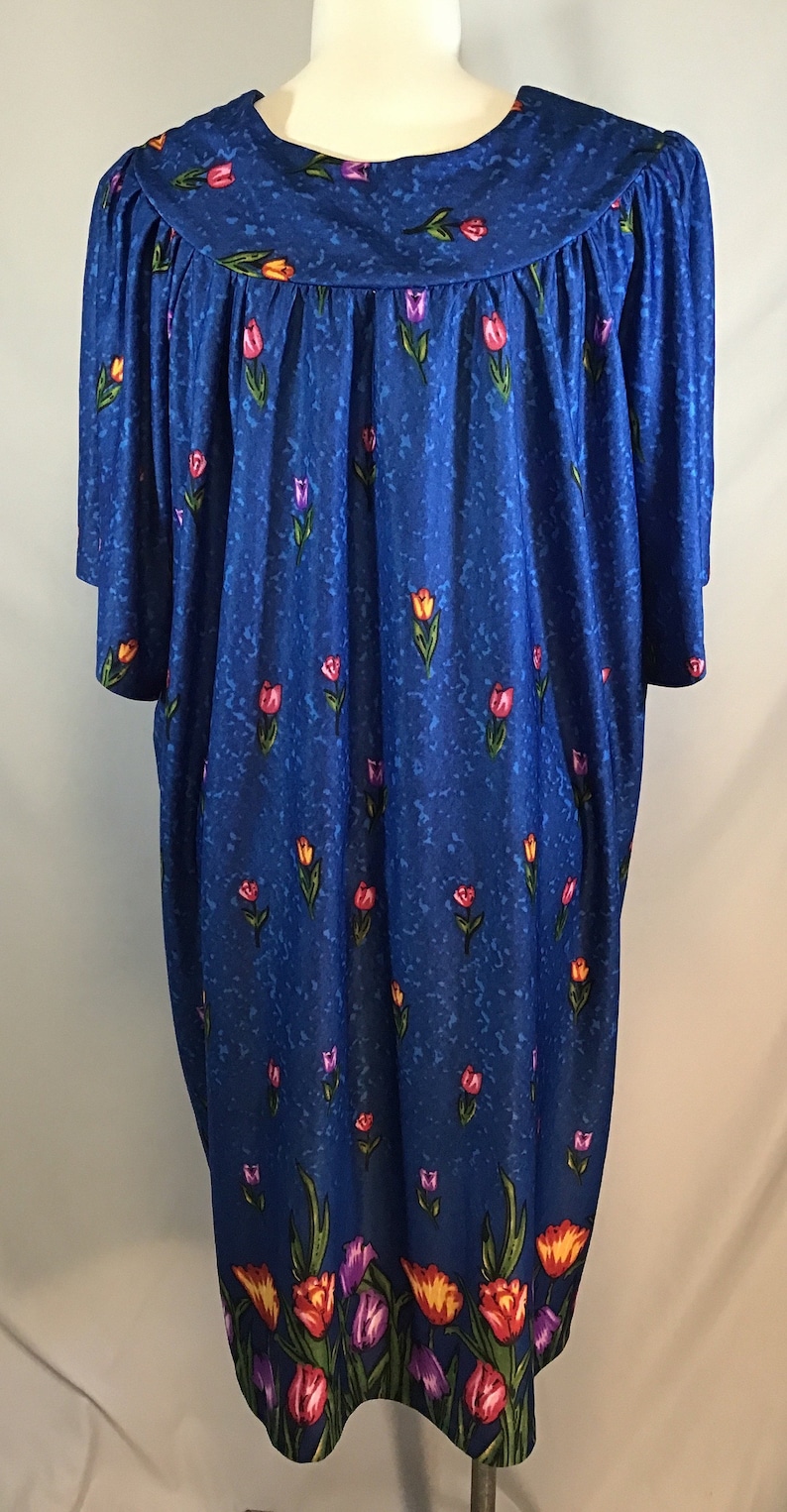 Sawyer Creek Studio Moomoo Gown House Dress Blue Floral Print Etsy