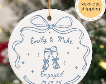 Personalized Engagement Gift for Couples, Wedding Gift for Newlyweds, Romantic Whimsical Ceramic, Married Ornament, Anniversary Gift