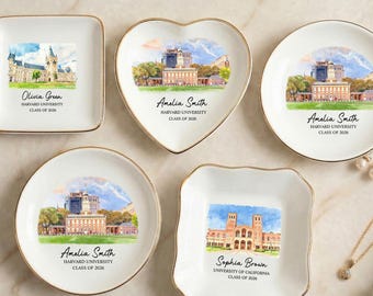 Benutzerdefinierte Universität Schmuckschälchen, personalisiertes College-Abschlussgeschenk, Schullogo-Ringschälchen, graduiertes Andenken
