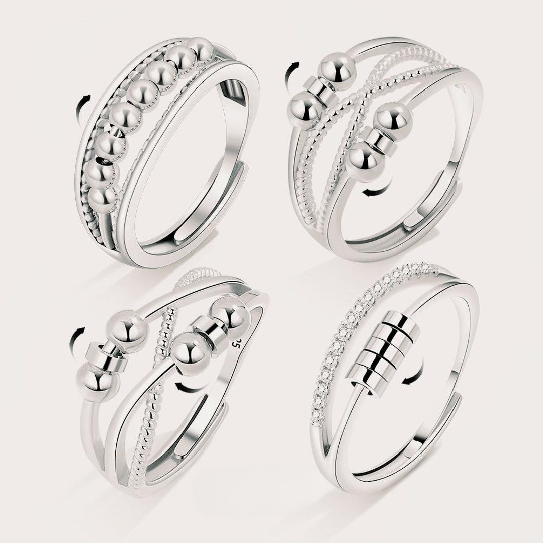 Anxiety Ring Sterling Silver Ring Fidget Ring Spinner Ring Etsy