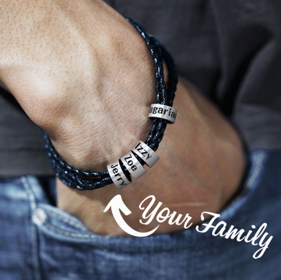 Personalized Leather Bracelet for Men Name Bracelet Sterling Etsy
