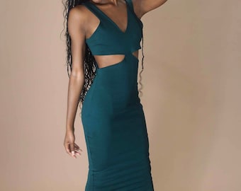 Maxi Bodycon Dress | Fitted Long Dress | Bodycon Dress | Cutout Dress