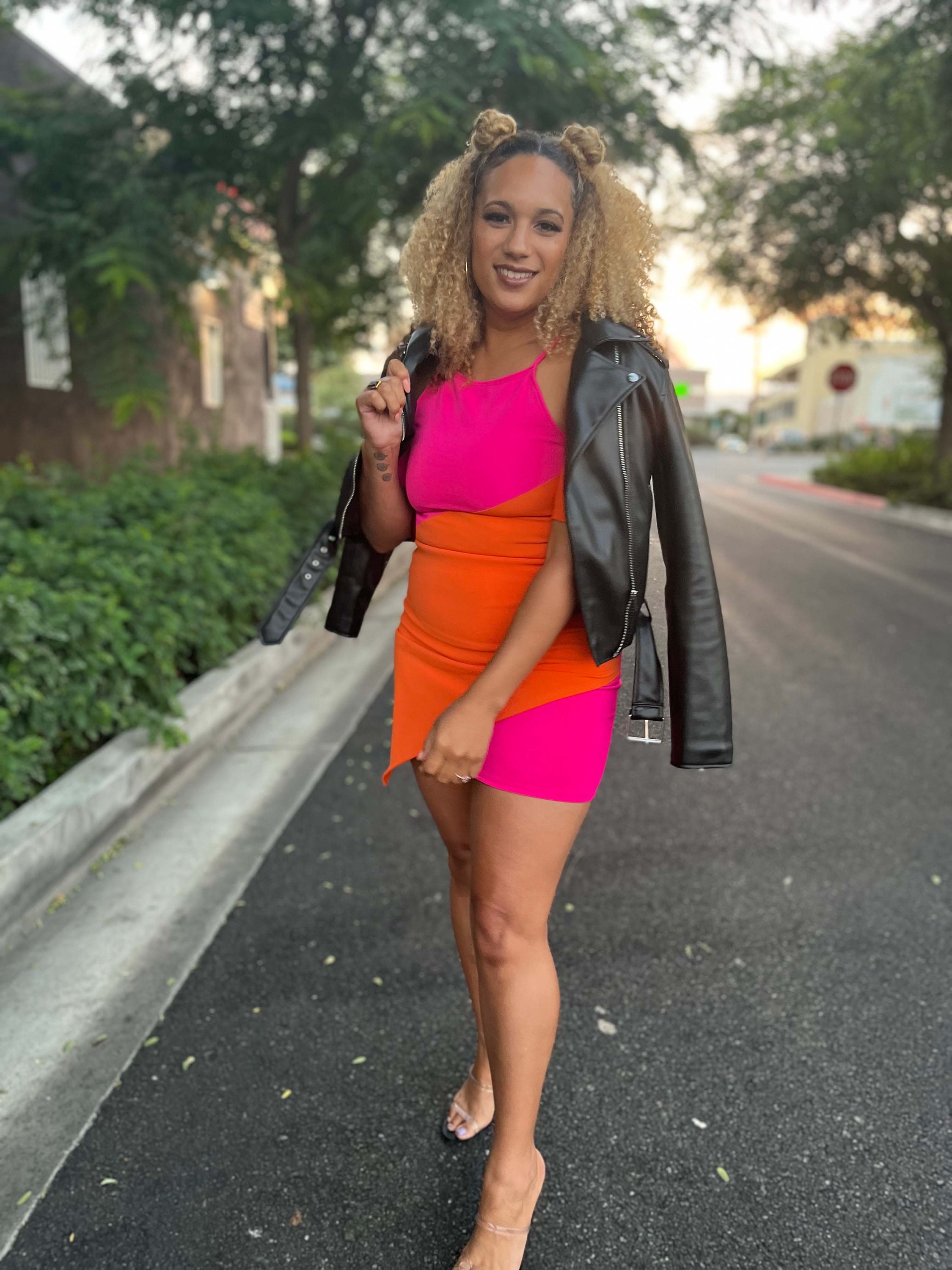 Hot pink orange clearance skirt