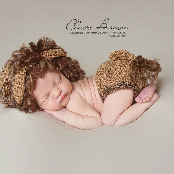 Lion Bonnet Only - Free Shipping - Lion Photography Prop - Newborn Lion Bonnet - Crochet Lion Bonnet - Baby Lion Bonnet - Lion