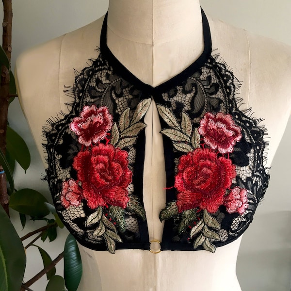 lacy floral embroidery bralette