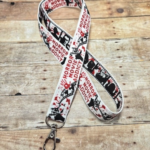 Horror Movie Addict Ribbon Lanyard | Slasher Films Fandom Lanyard | Non-Breakaway Lanyard | Lanyard Keychain | ID Holder