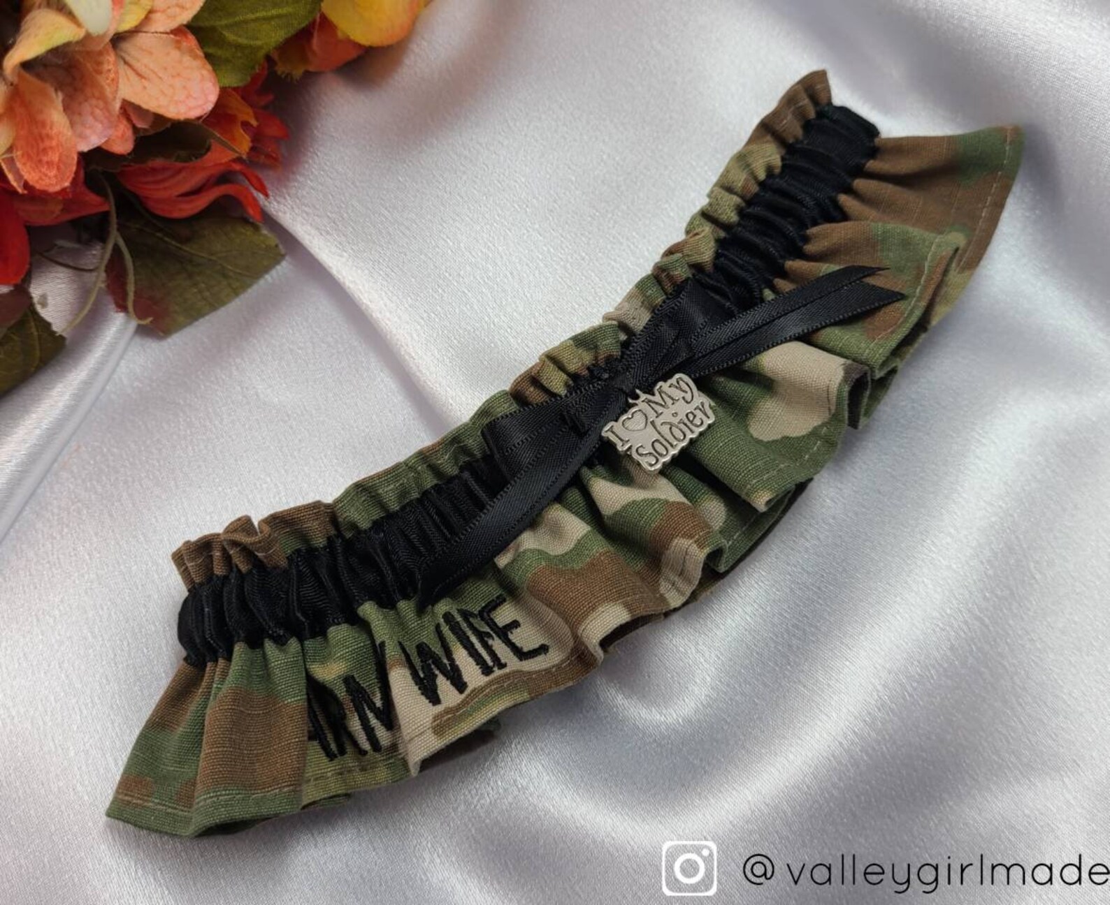 Army Wedding Garters Embroidered army Wife Etsy
