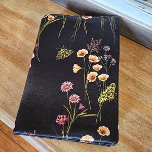 Dainty Floral Garden Adjustable Fabric  Book Cover | Delicate Flowers Book Cover | Romantic Book Cover